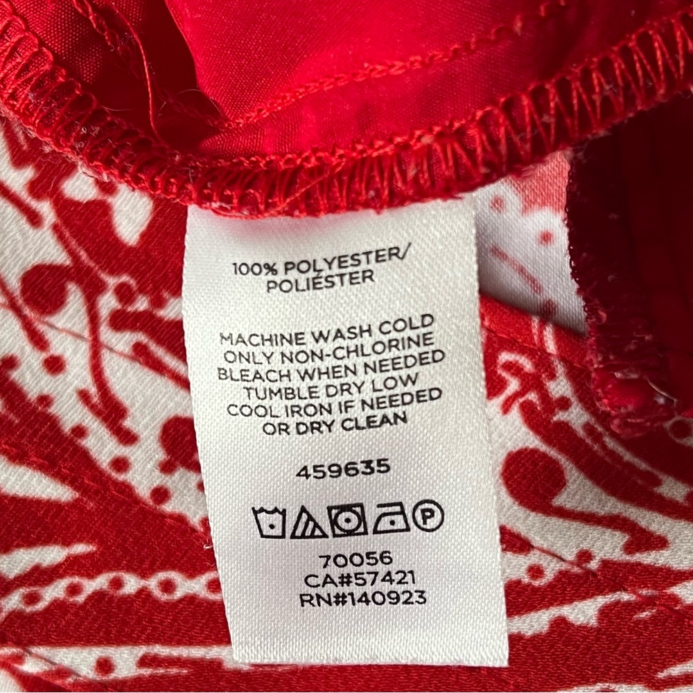 Loft Sz 16 Red White Paisley Wide Leg Pants Coastal Resortwear Beach Summer - Picture 11 of 12